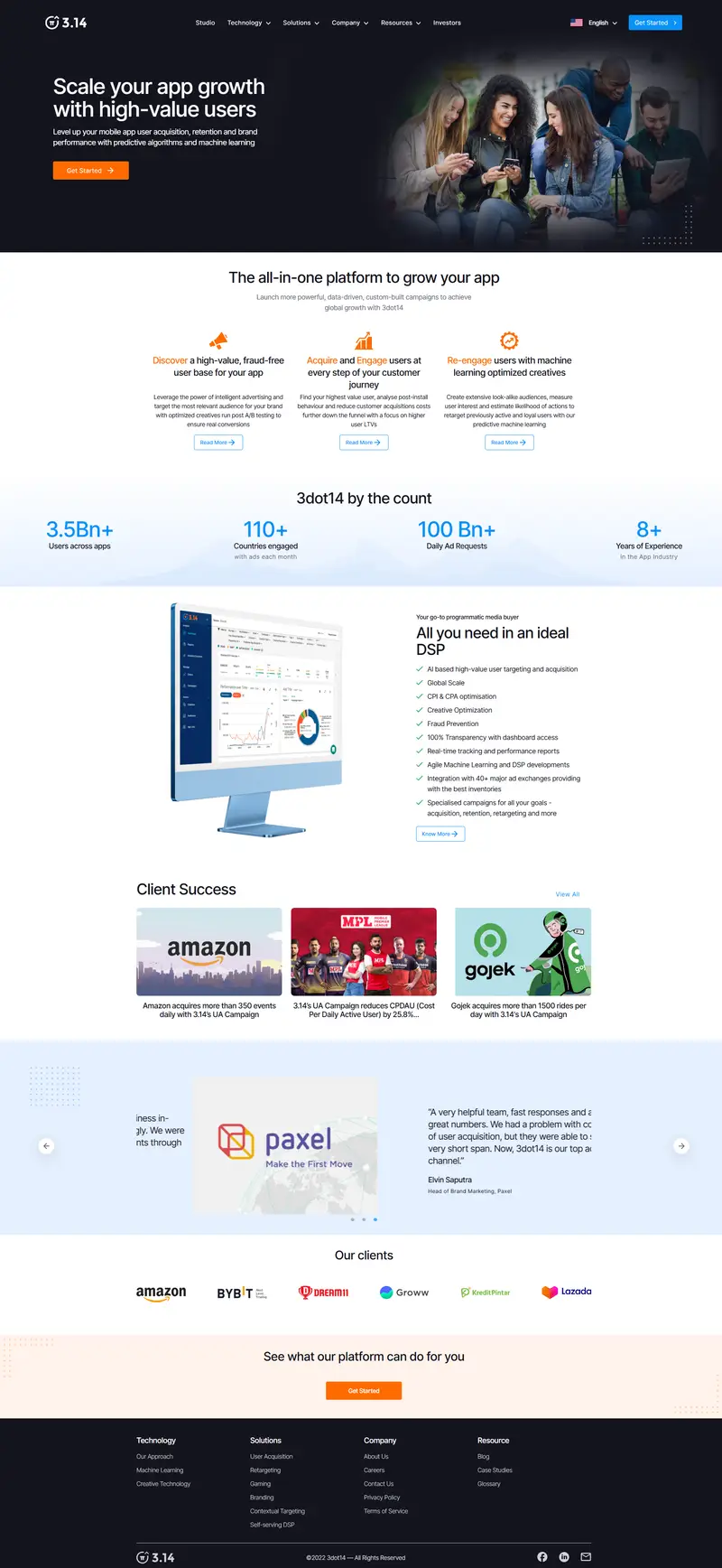 Mobile App Performance Marketing through Radian website screenshot