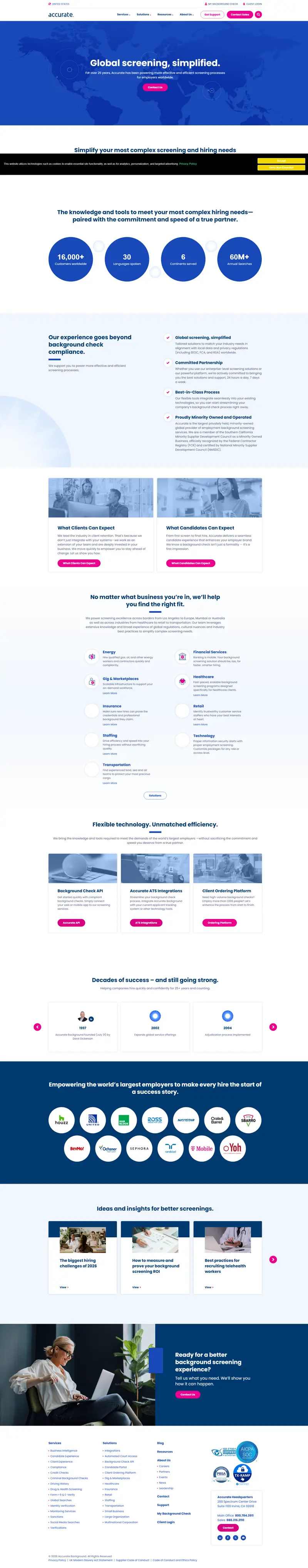 Accurate Background - Employment Background Checks website screenshot