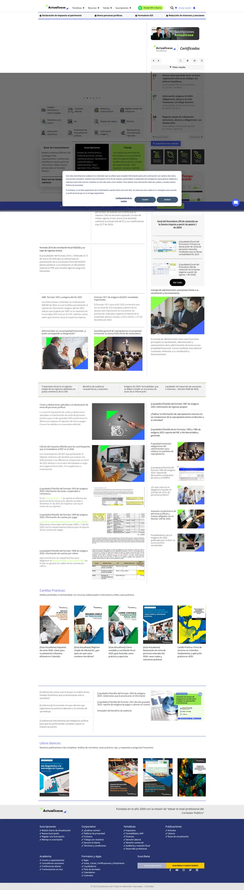 Actualícese website screenshot