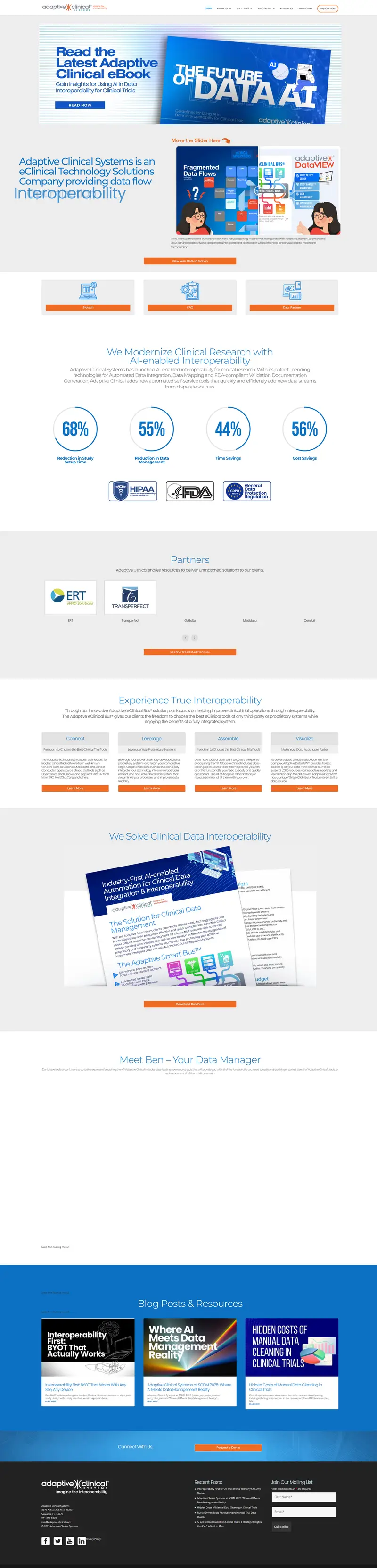 Adaptive Clinical Systems website screenshot