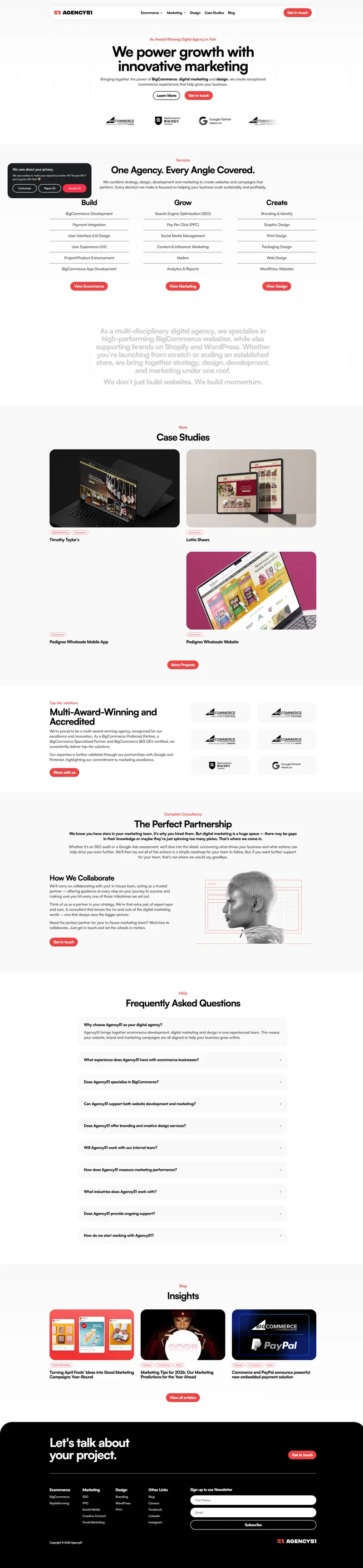 Digital Agency York | Yorkshire Ecommerce & Marketing | Agency51 website screenshot