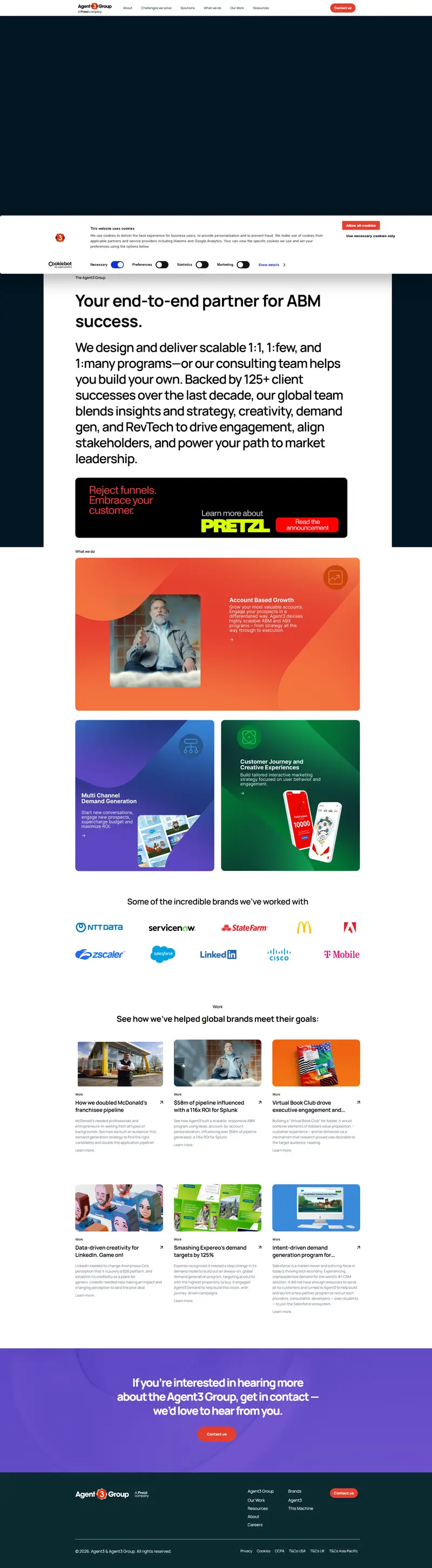 Agent3 website screenshot