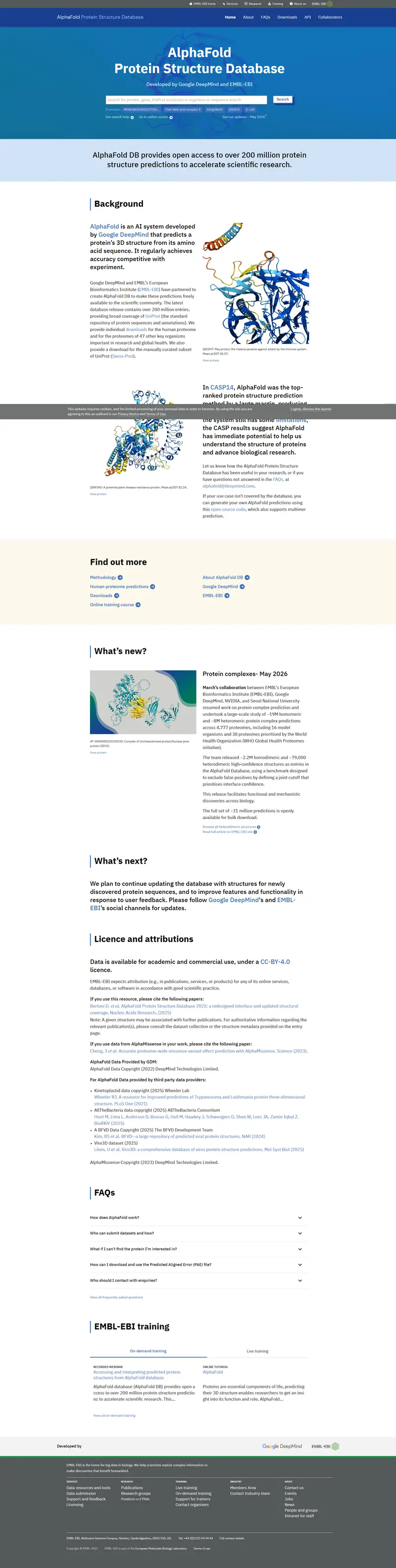 AlphaFold Protein Structure Database website screenshot