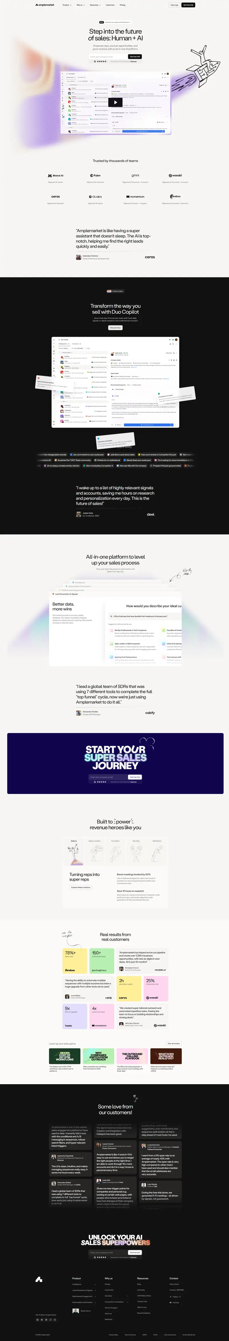 Amplemarket: AI Sales Copilot for sales teams website screenshot