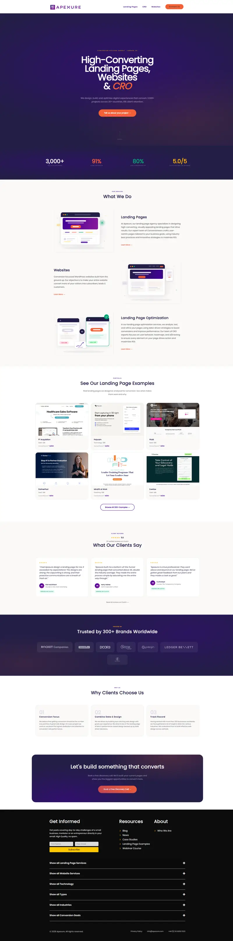 Conversion-Focused Agency | Landing Pages, Websites & CRO | Apexure website screenshot