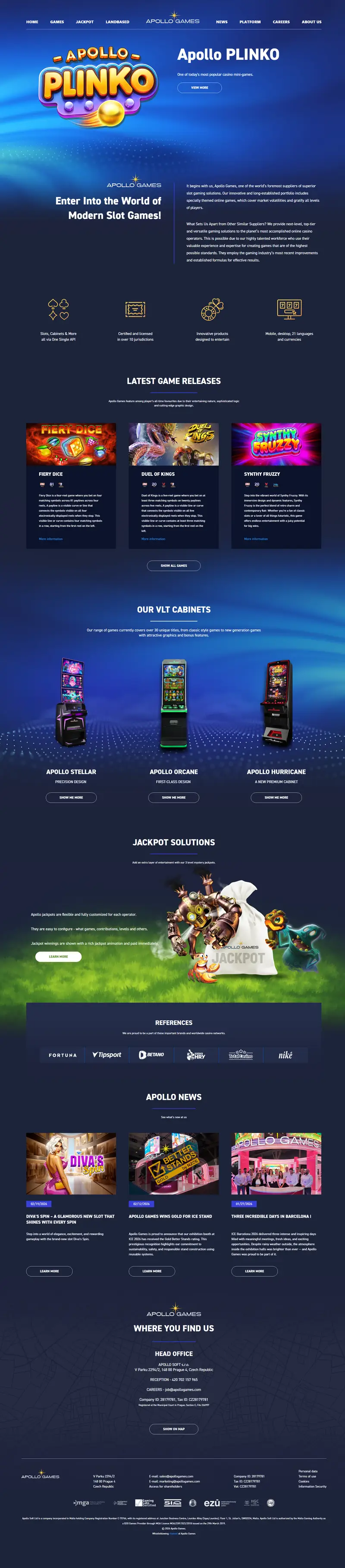 Best casino games for online and landbased | Apollogames.com website screenshot