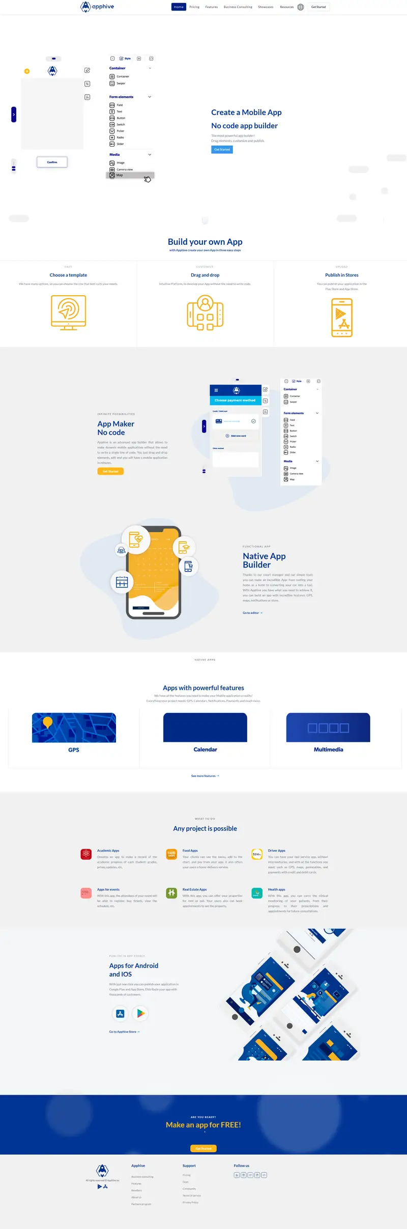 Apphive | Create an App | Online App maker | App Builder website screenshot