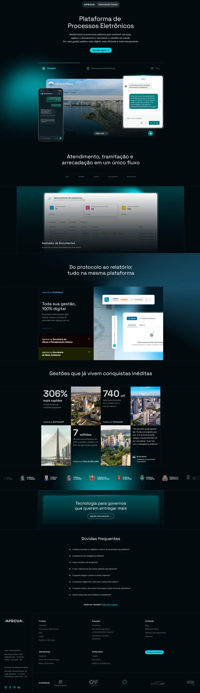 Aprova: Plataforma de Gestão Pública Digital para Prefeituras website screenshot