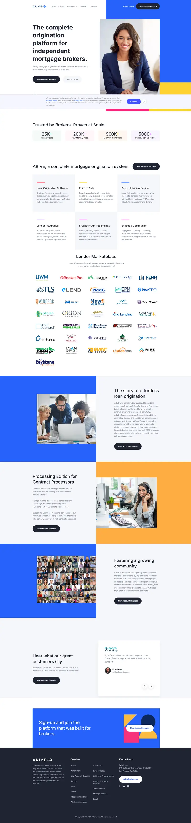 ARIVE: Complete Loan Origination Platform website screenshot