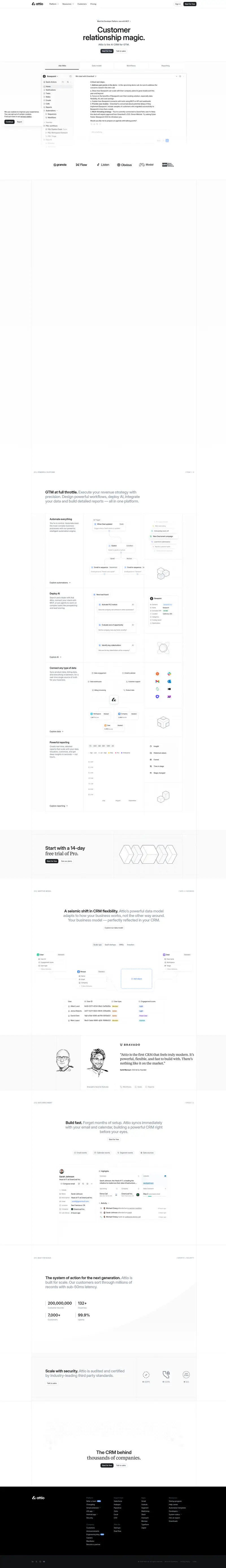 Attio: Ask more from CRM website screenshot