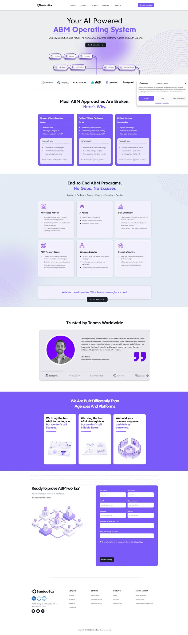 Your AI-Powered Operating System | End-to-End ABM Solutions - BambooBox website screenshot