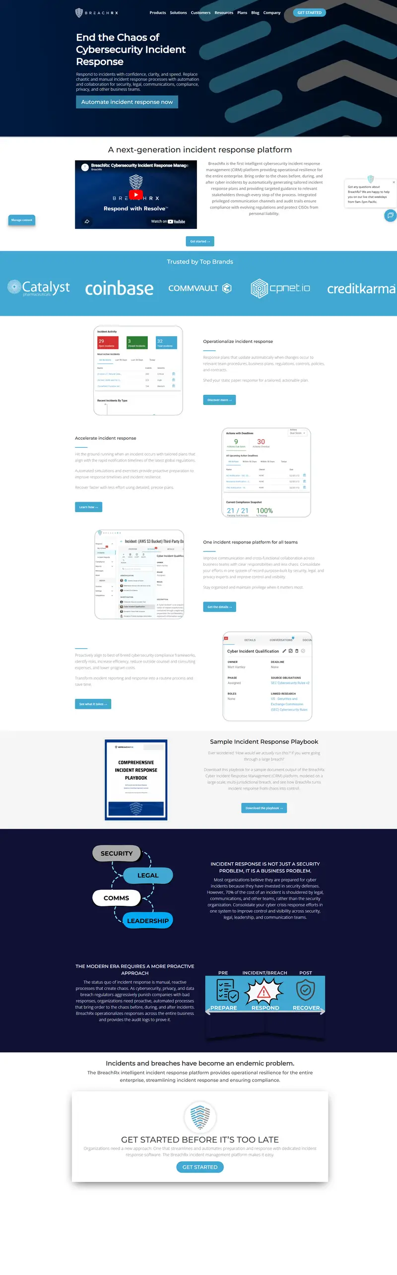 BreachRx - Cybersecurity Incident Response Management website screenshot