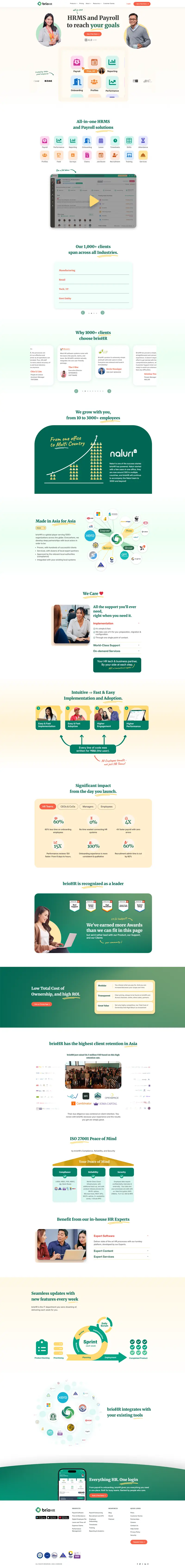 All-in-one HRMS & Payroll solutions | BrioHR website screenshot