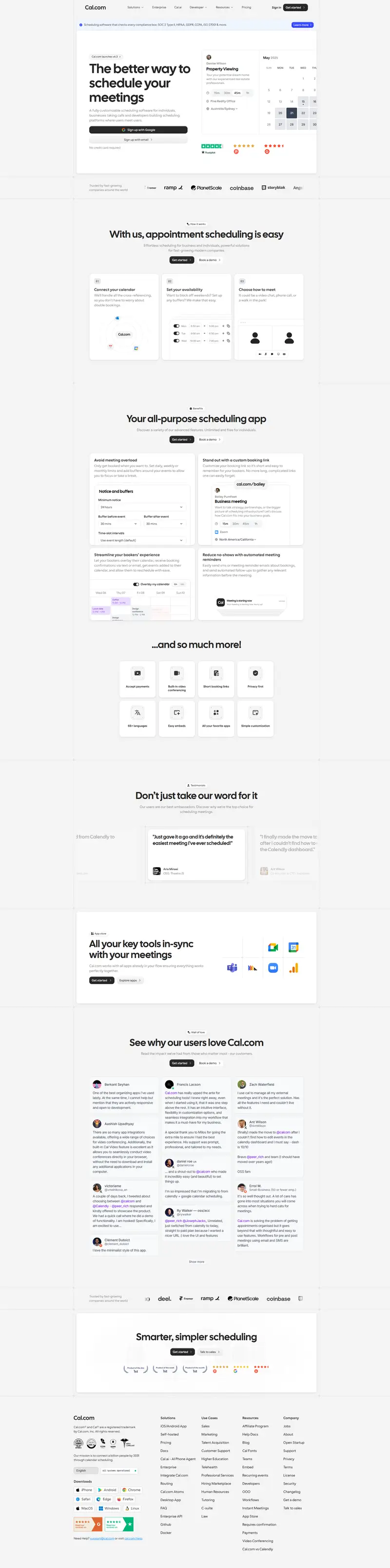 Cal.com | Open Scheduling Infrastructure website screenshot