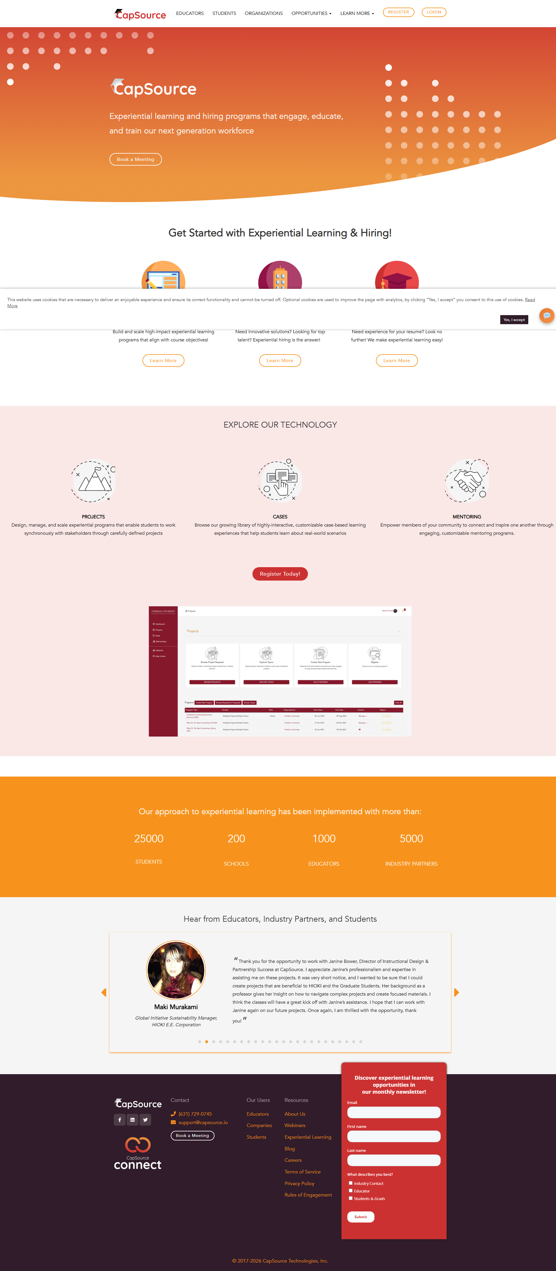 CapSource – Experiential Learning Made Easy website screenshot