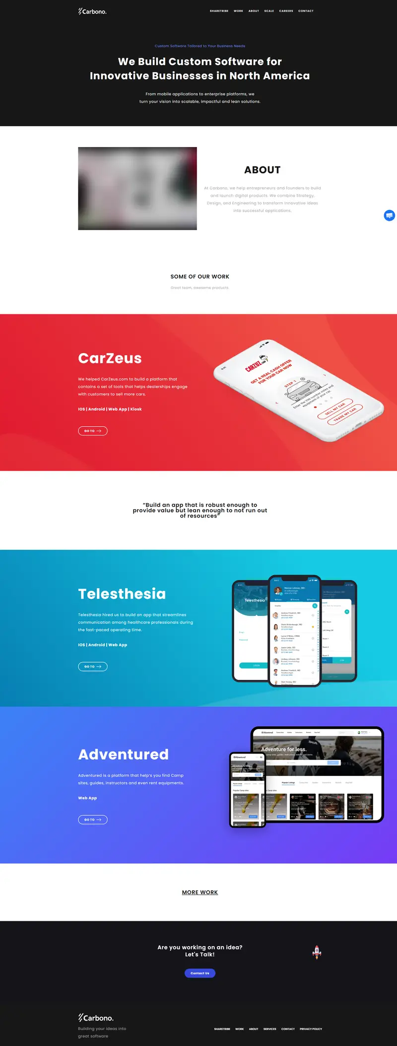 Carbono | Digital Product Development Firm website screenshot