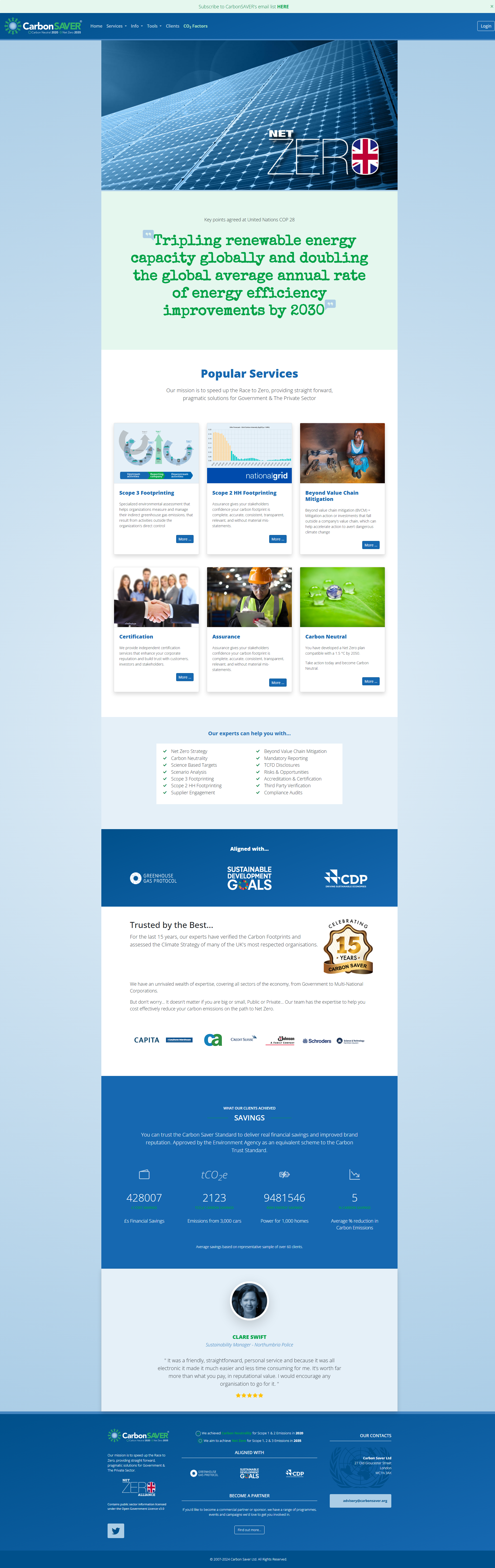 Practical Solutions for the Climate Transition & Net Zero website screenshot