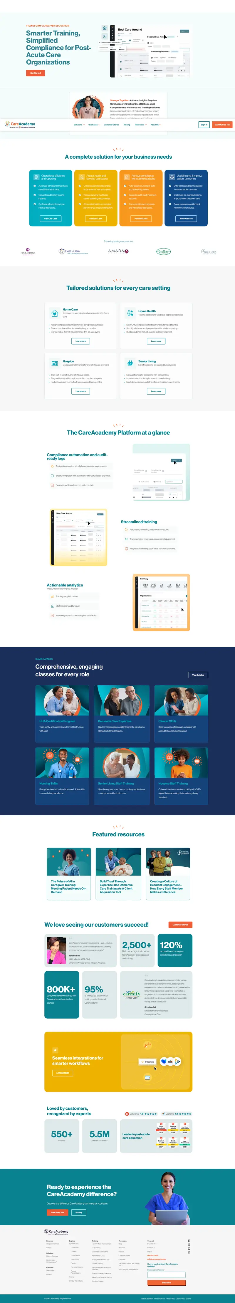 #1 Online Caregiver Training Platform - CareAcademy website screenshot