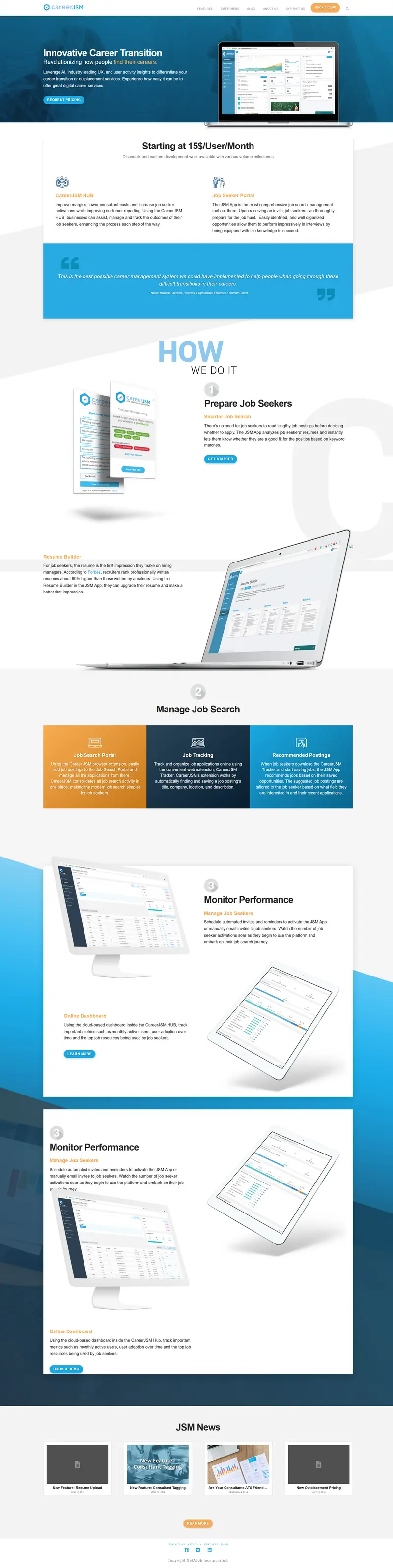 Home - CareerJSM website screenshot