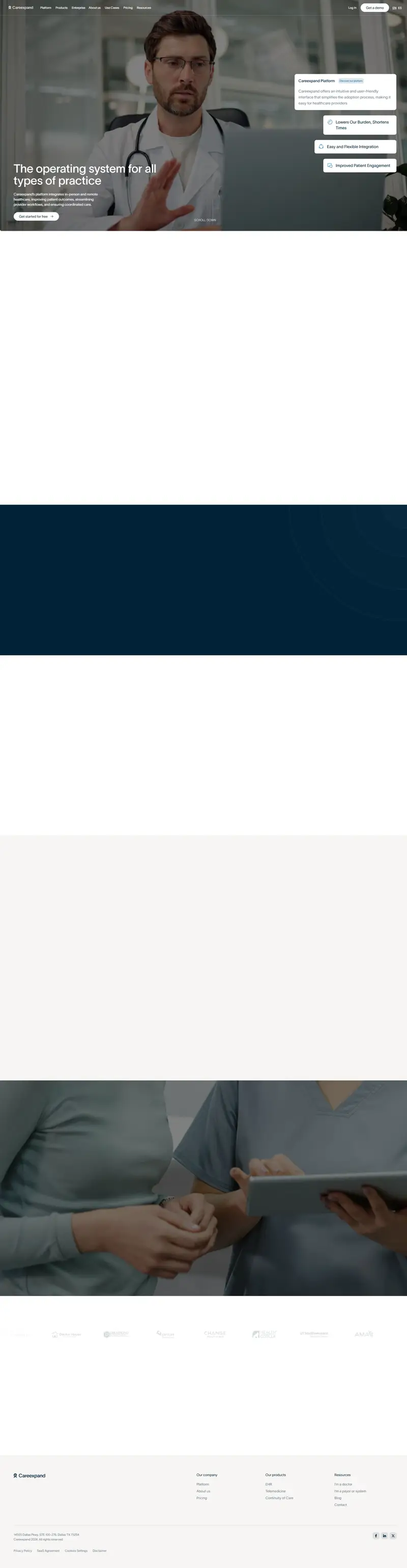 The operating system for continuity of care | Careexpand website screenshot