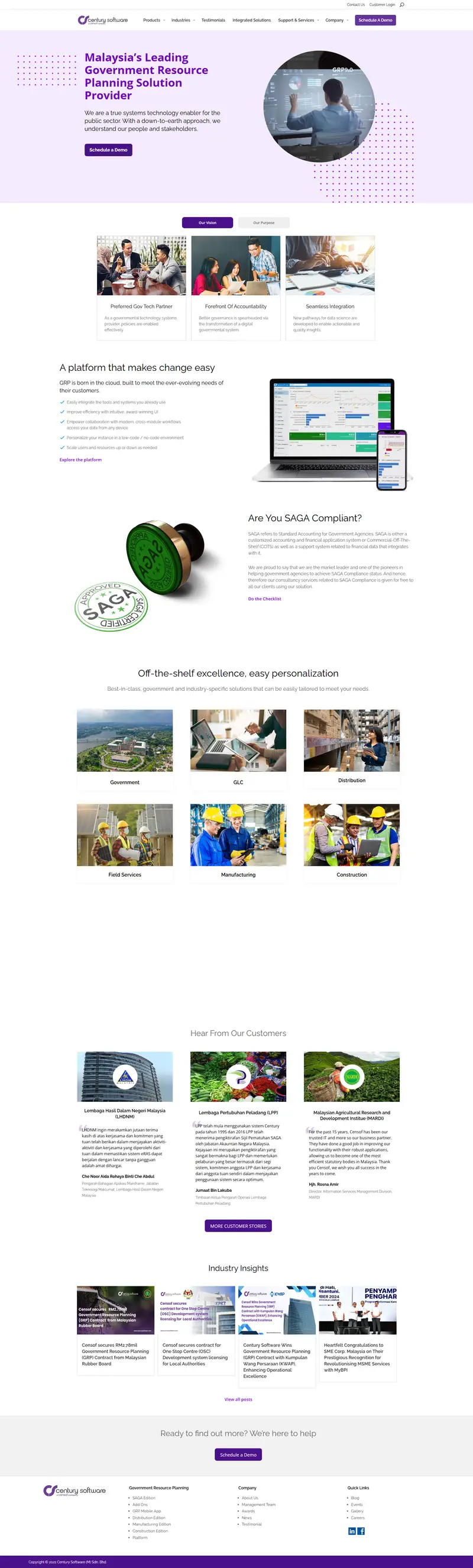 Homepage - Century Software website screenshot