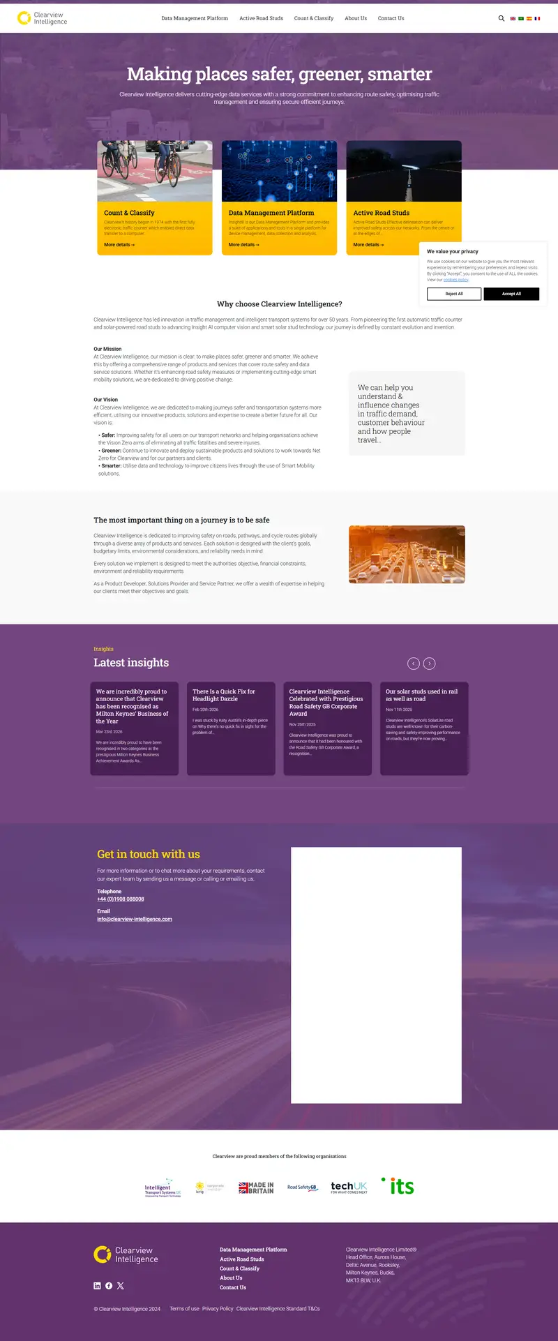 Clearview Intelligence - Smart Mobility Solutions website screenshot
