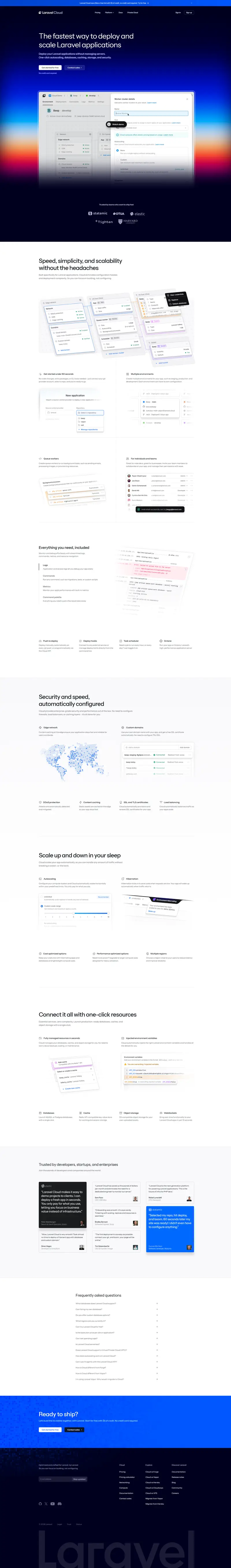 Laravel Cloud Hosting - Deploy & Scale Laravel Apps website screenshot