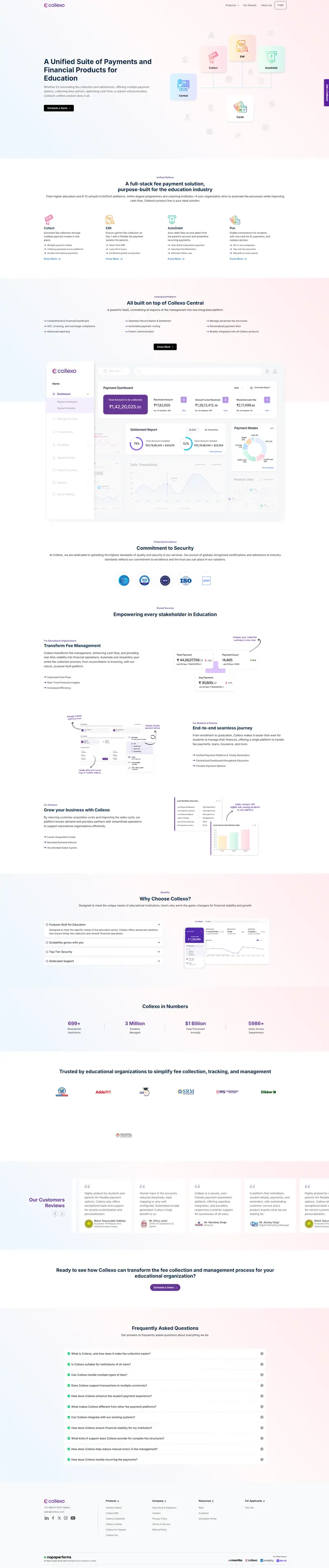 Simplify Fee Management for Education with Collexo website screenshot