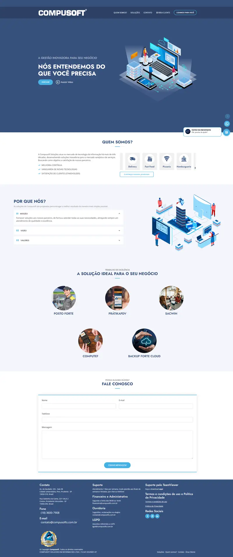 Compusoft - Soluções em Automação e Informações website screenshot