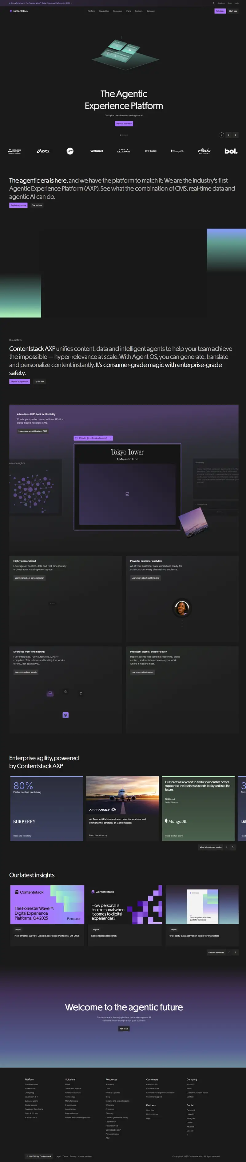Agentic Experience Platform | Contentstack website screenshot
