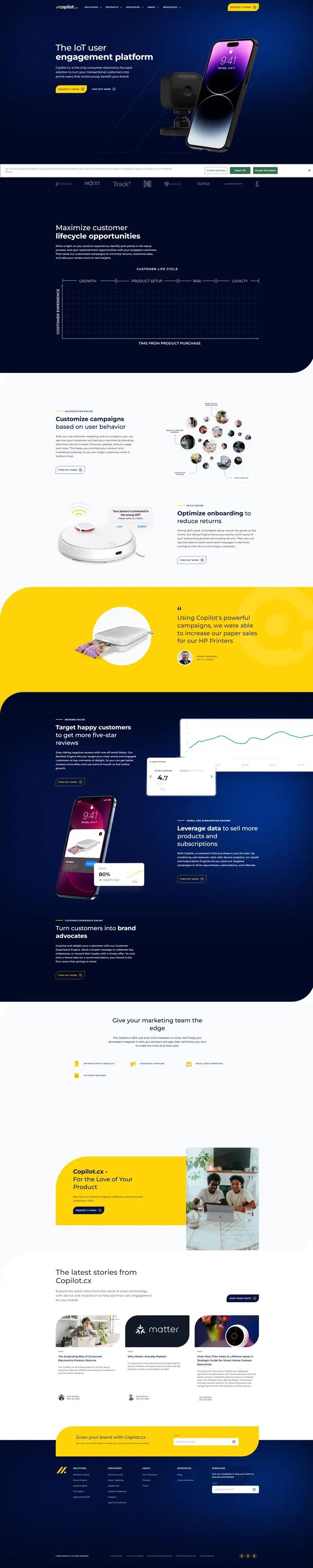 copilot-cx | The IoT user engagement platform website screenshot