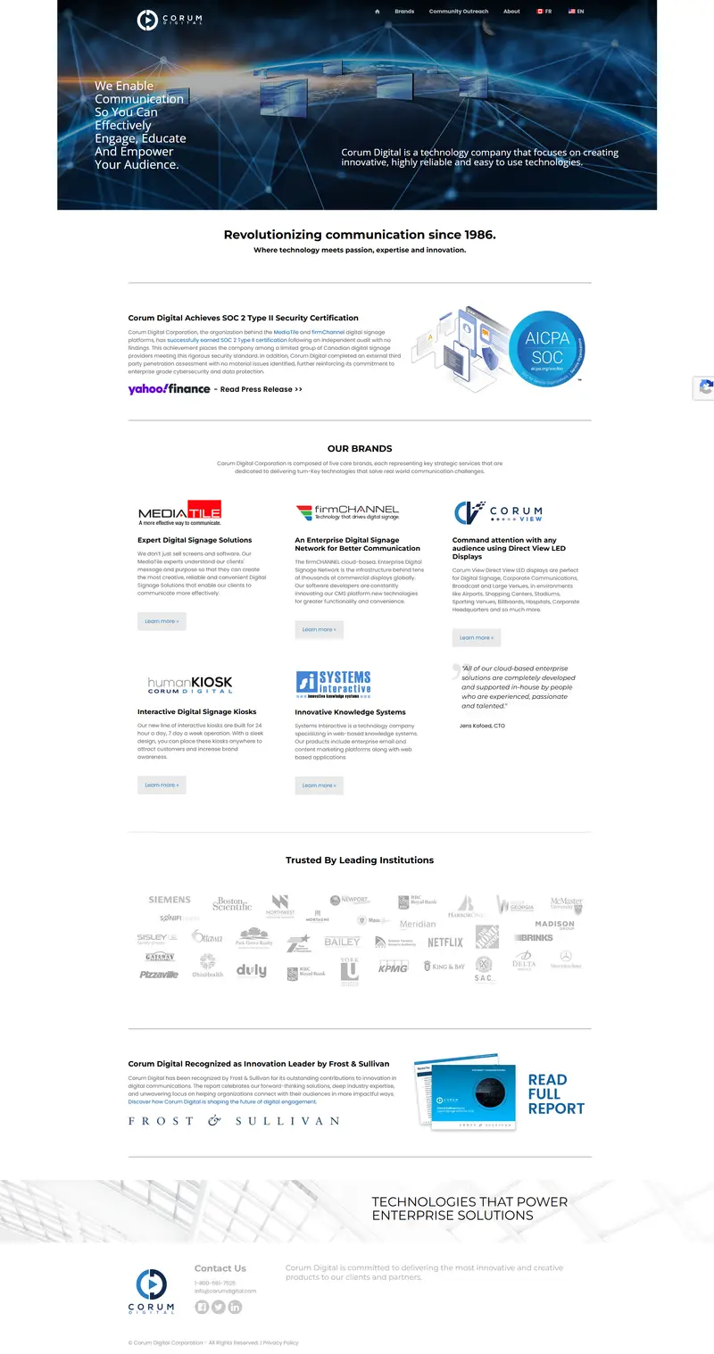 Innovative Digital Technologies | Corum Digital Corporation website screenshot