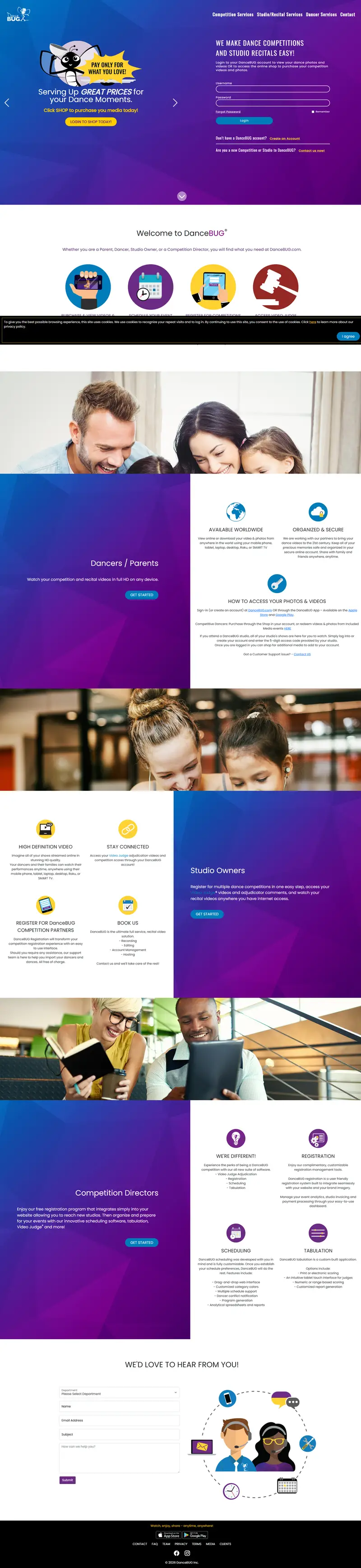 DanceBUG website screenshot