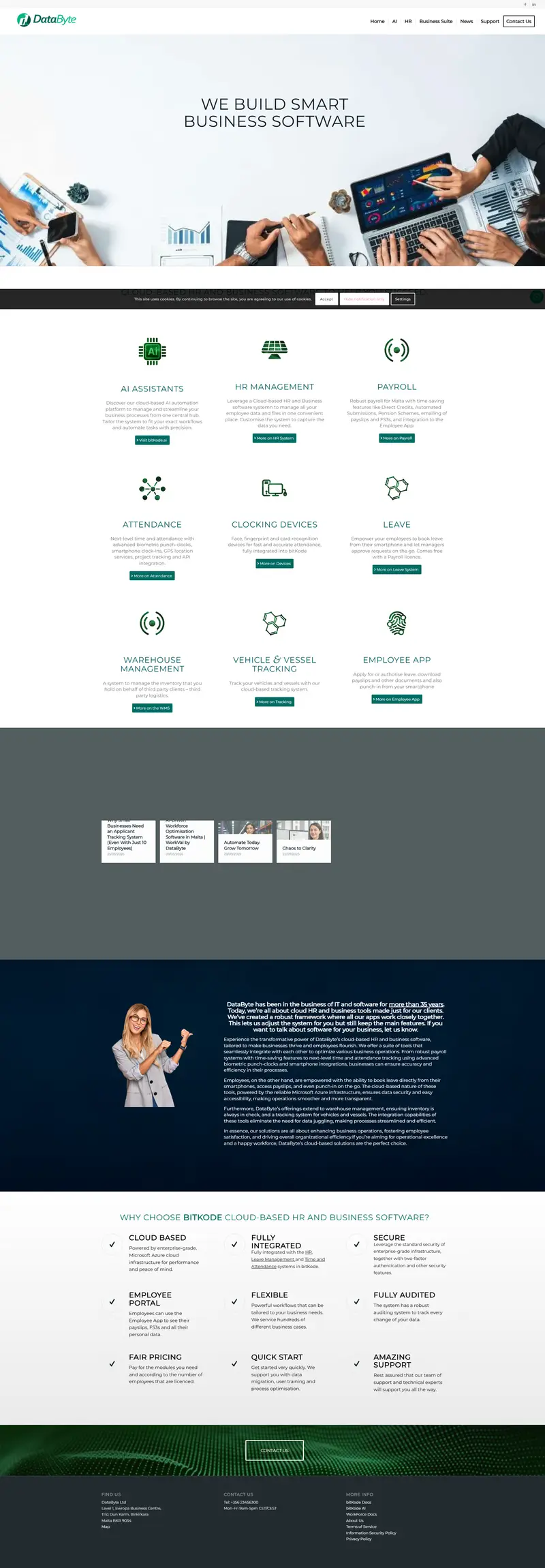 Cloud-based HR and Business software - DataByte website screenshot