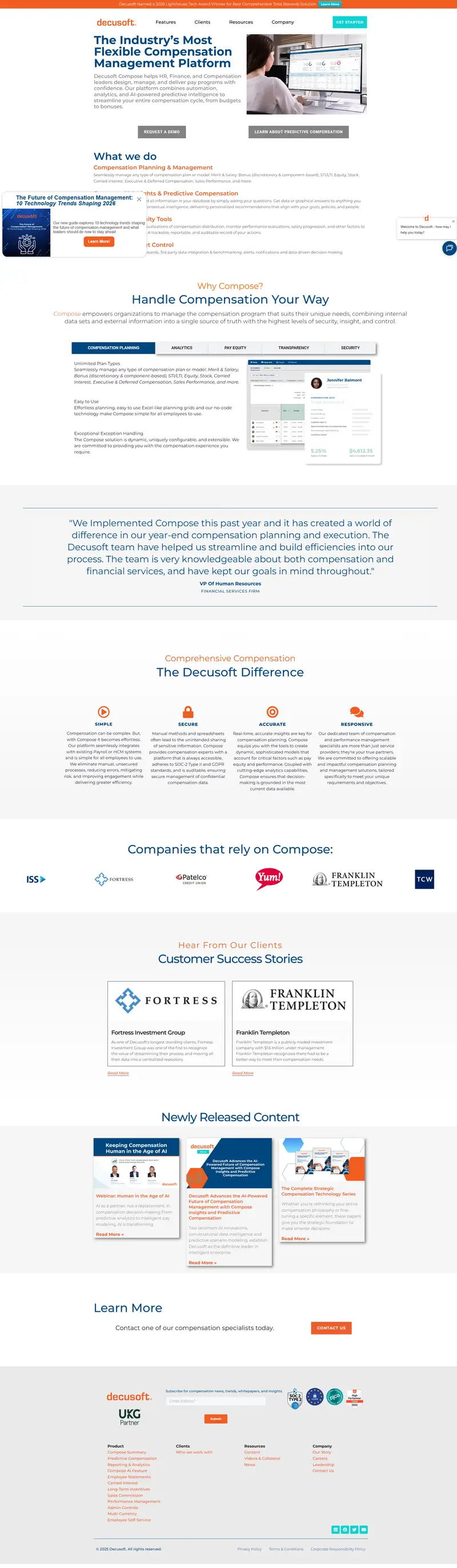 Decusoft | AI-Powered Compensation Management Platform website screenshot