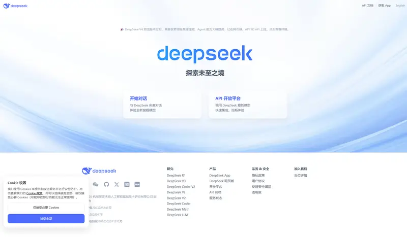 DeepSeek | 深度求索 website screenshot