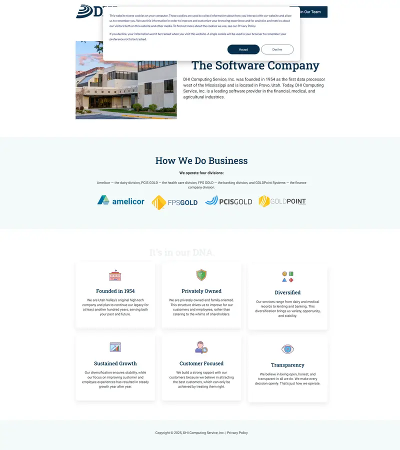DHI Computing Service, Inc. website screenshot