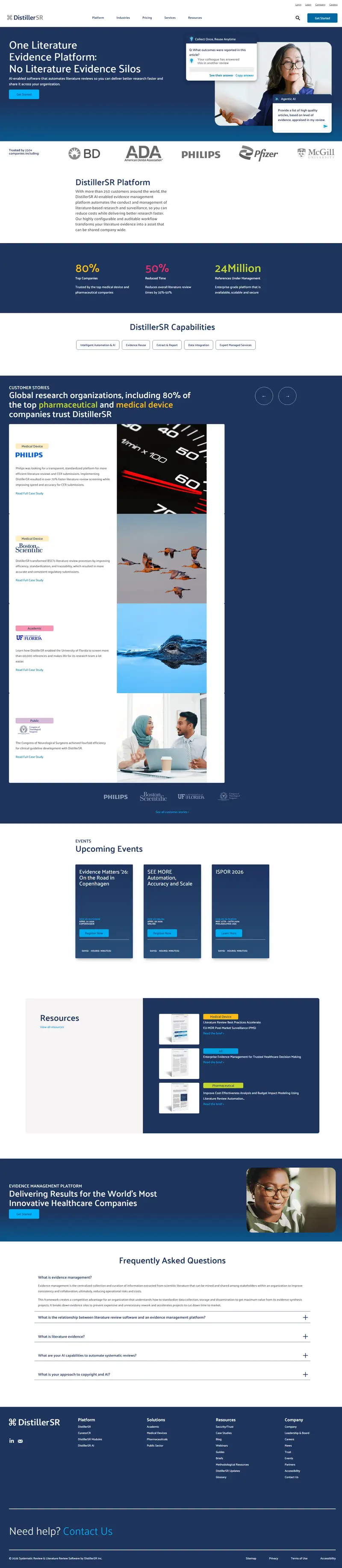 DistillerSR: AI-Enabled Literature Review Software website screenshot