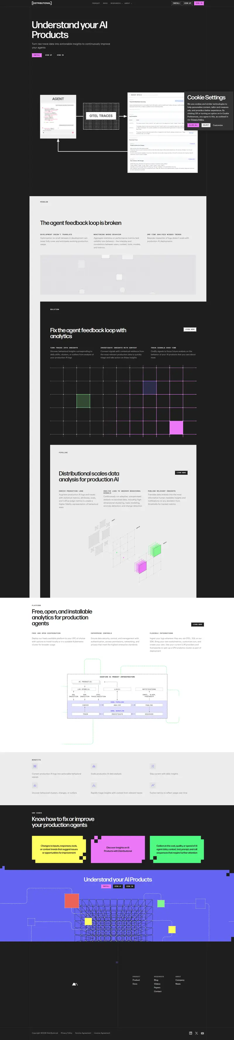 Distributional | Understand your AI products website screenshot