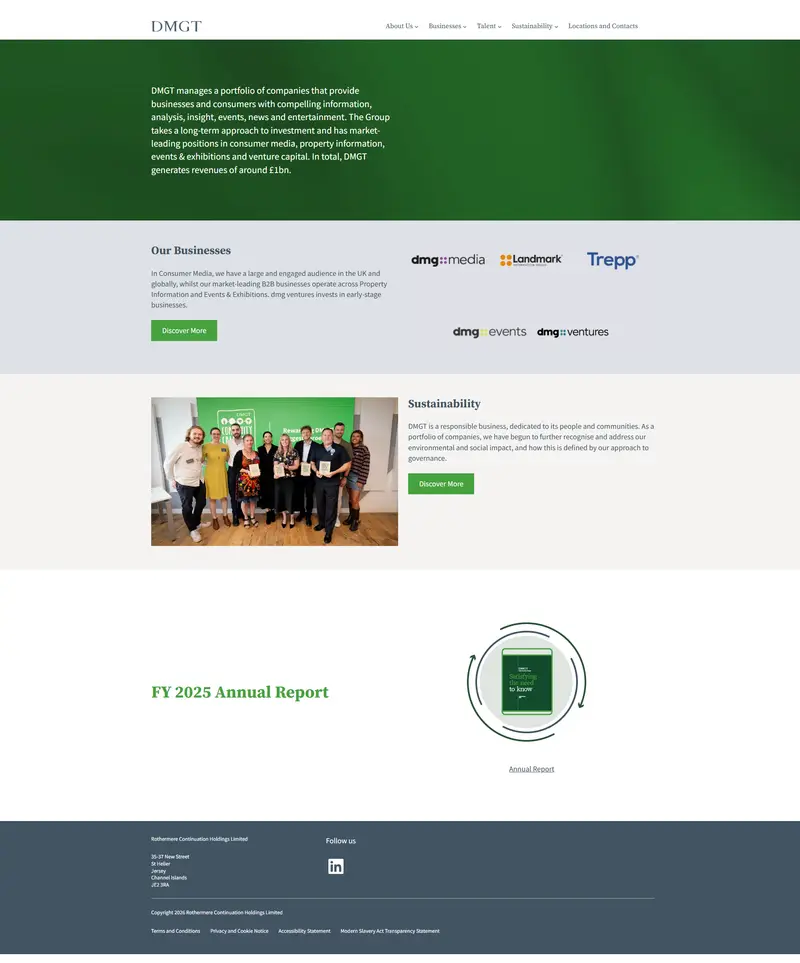 Homepage - DMGT website screenshot
