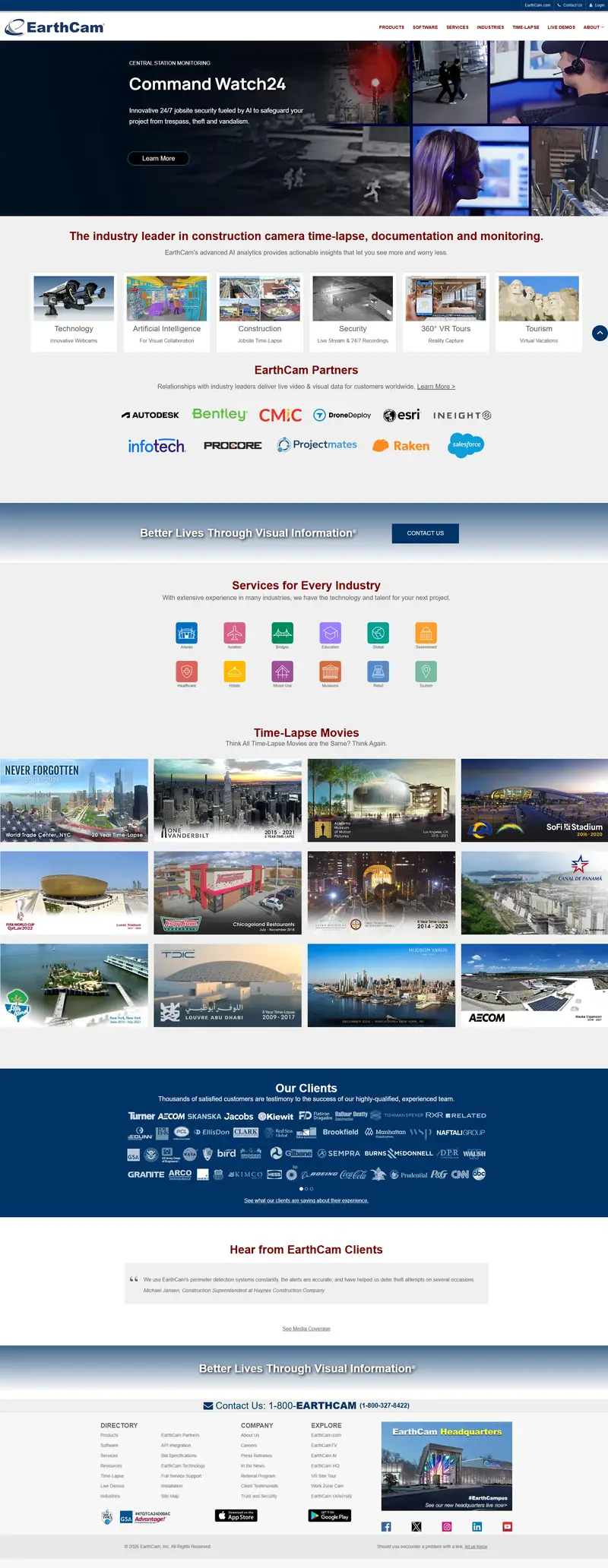 Construction, Time-Lapse and Security Camera Solutions website screenshot