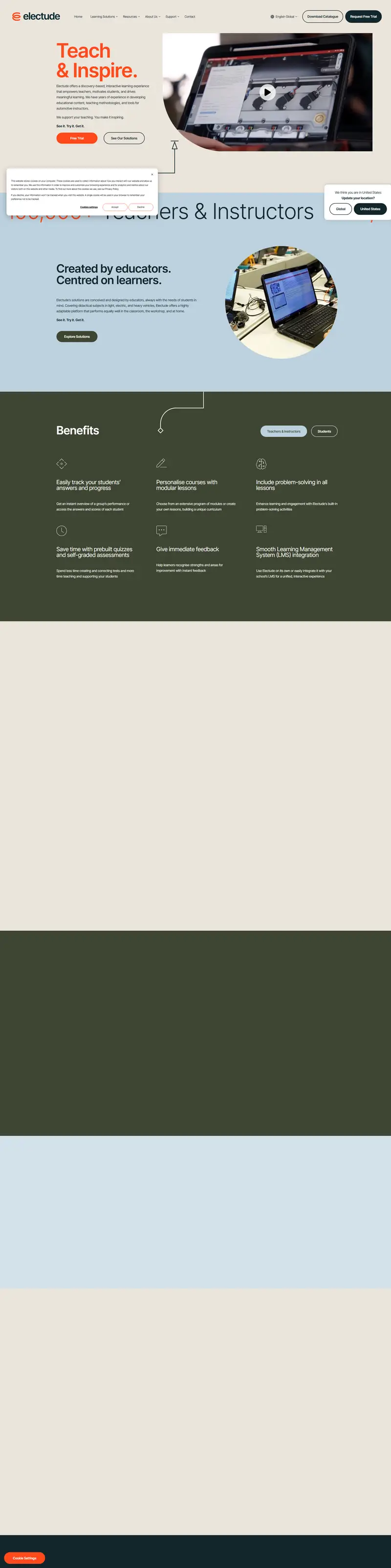 Electude - See it. Try it. Get it. website screenshot