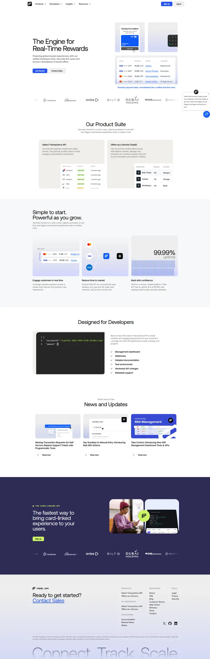 Fidel API - One API for linking bank cards to applications, globally website screenshot