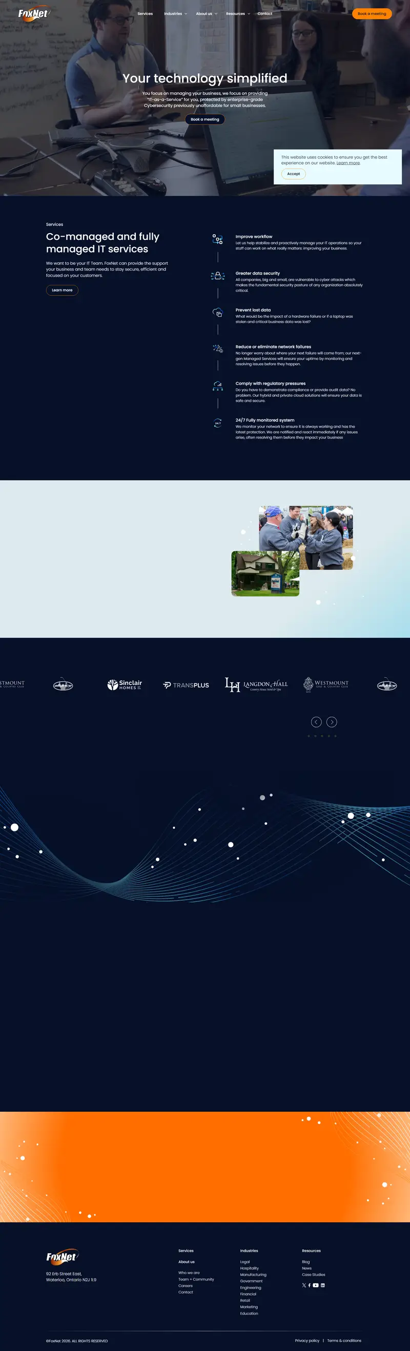Secure, Efficient & Affordable IT Services for the Waterloo Region | FoxNet website screenshot