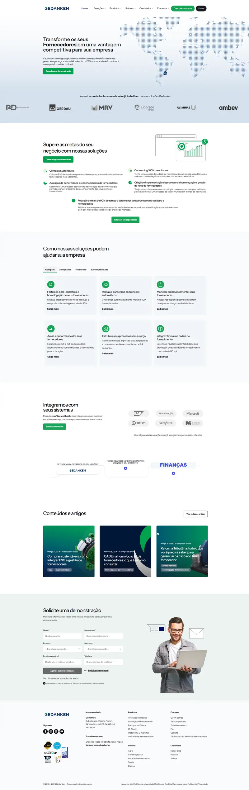 Gedanken - Onboarding e gestão de risco de fornecedores e parceiros comerciais website screenshot