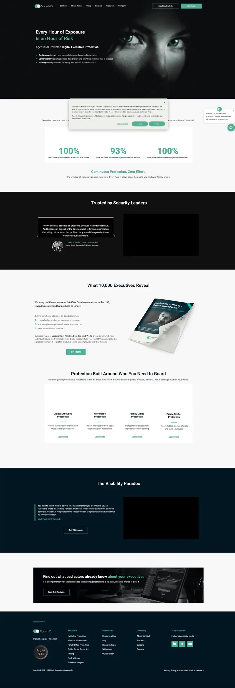 VanishID | Home website screenshot