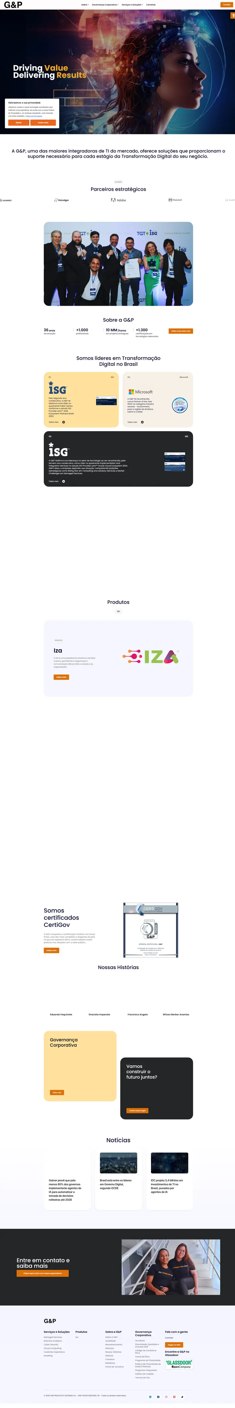 G&P website screenshot