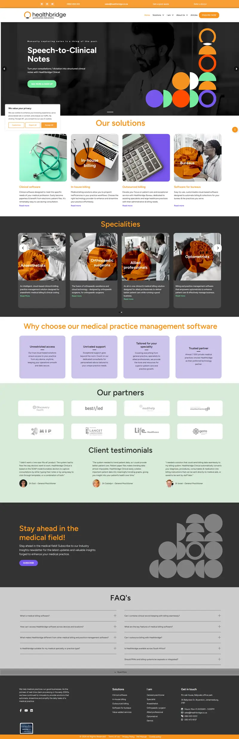 Medical Billing & Practice Management Software South Africa website screenshot