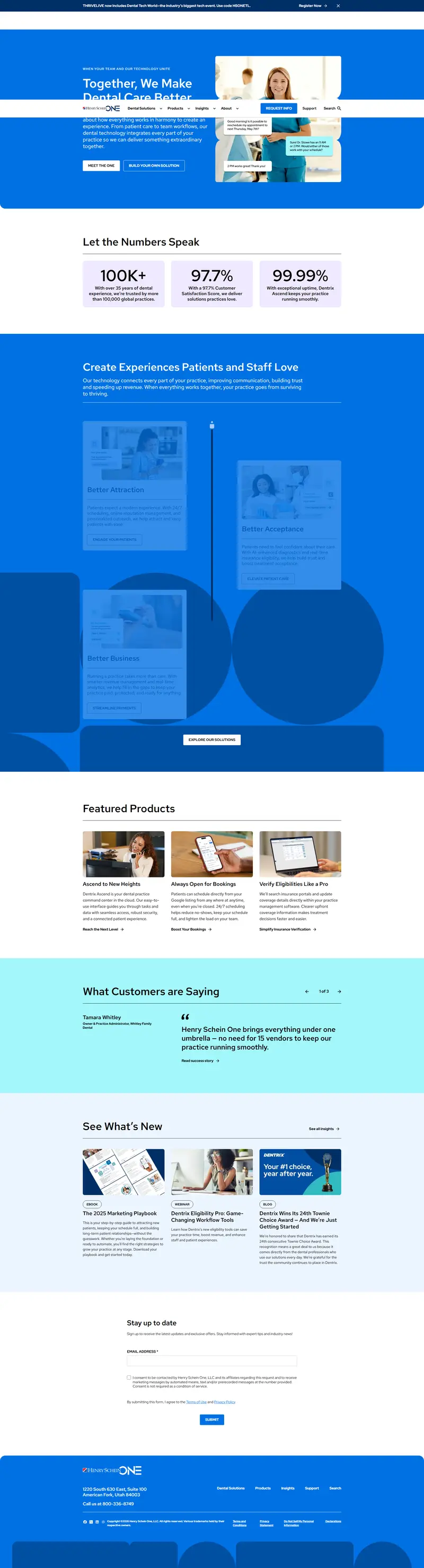 Henry Schein Dental Software for Seamless Practice Management  | Henry Schein One website screenshot