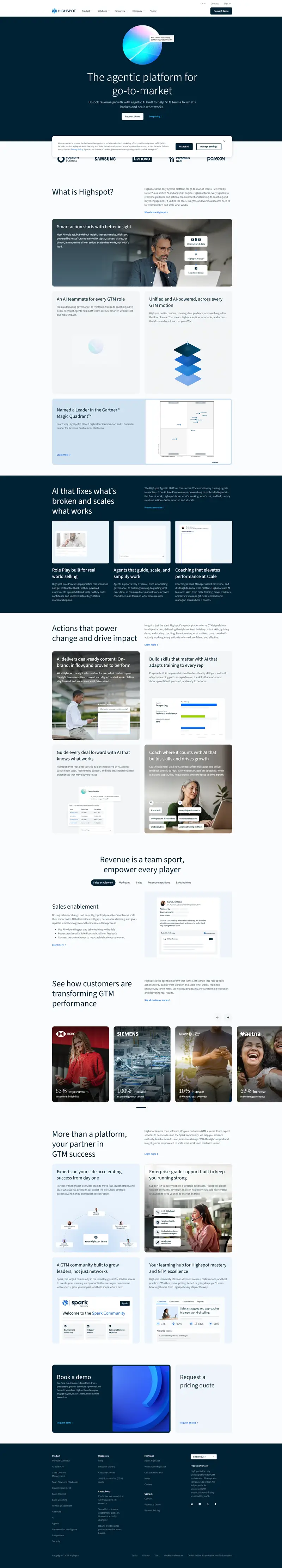 The Best AI Sales Enablement Platform for GTM Teams website screenshot